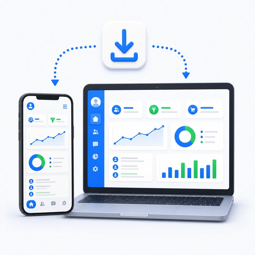 A web app running on both a phone and a laptop